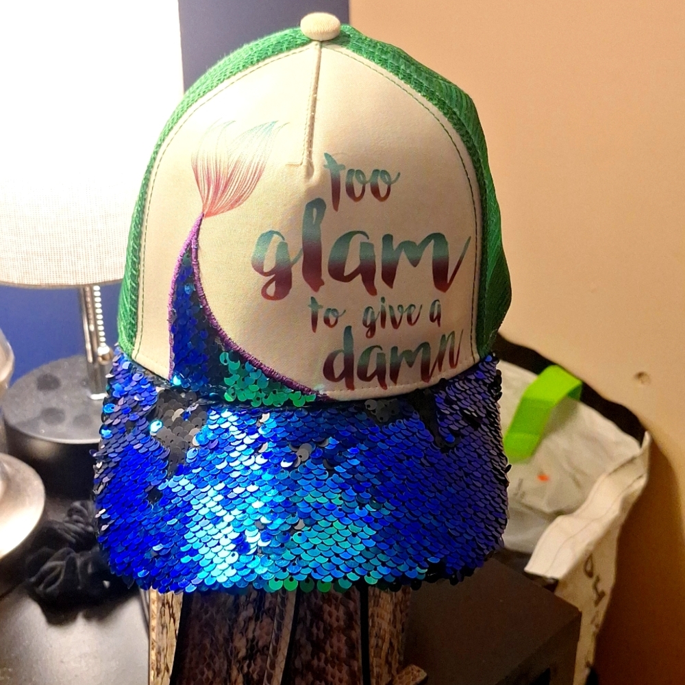 Sequin trucker hat